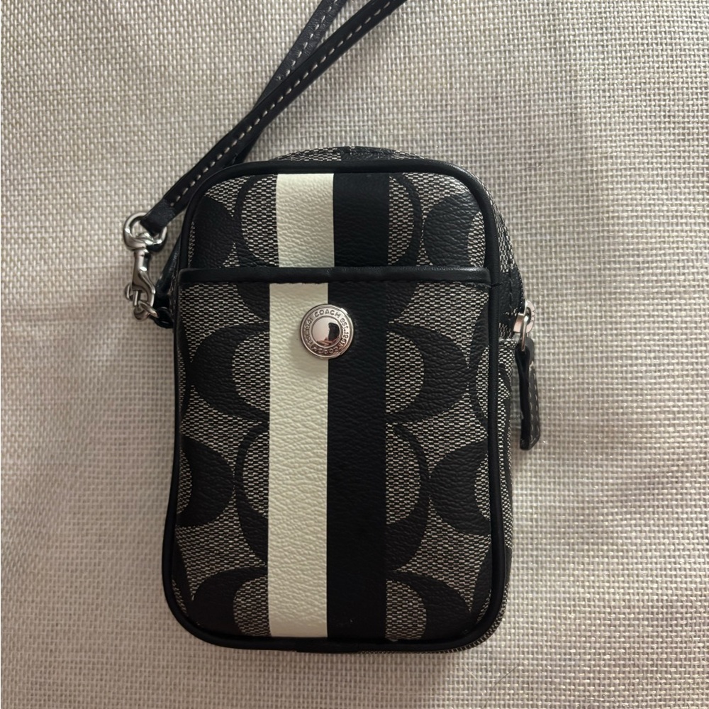 Coach Black and White signature coin purse/Wristlet Bag